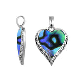 AP-6196-AB Sterling Silver Heart Shape Pendant With Abalone Shell Jewelry Bali Designs Inc